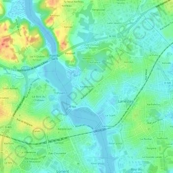 Carte topographique Kerentrech, altitude, relief