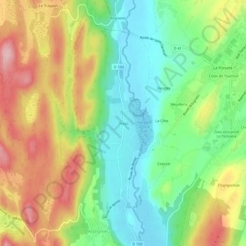 Carte topographique Thoys, altitude, relief