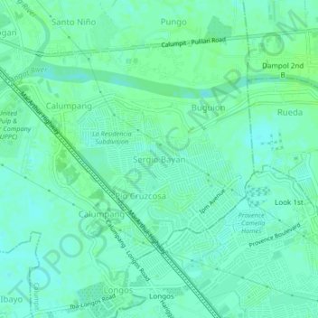 Carte topographique Sergio Bayan, altitude, relief