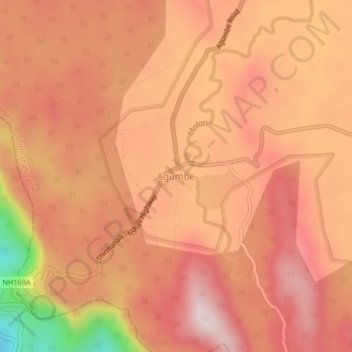 Carte topographique Agumbe, altitude, relief