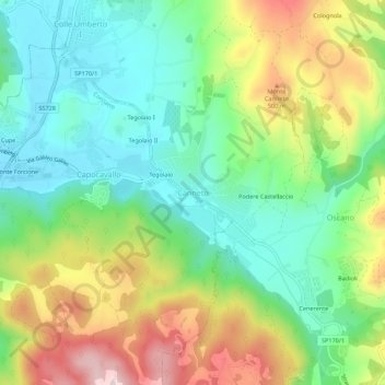 Carte topographique Canneto, altitude, relief