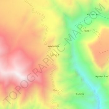 Carte topographique Mocca, altitude, relief