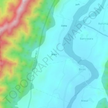 Carte topographique Bujra, altitude, relief