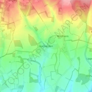 Carte topographique Hatherden, altitude, relief