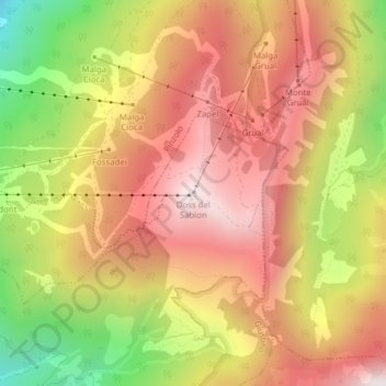 Carte topographique Doss del Sabion, altitude, relief