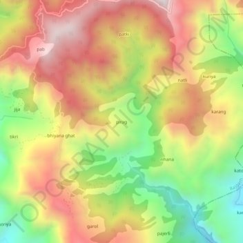 Carte topographique pirag, altitude, relief