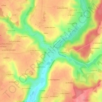 Carte topographique Longny-au-Perche, altitude, relief