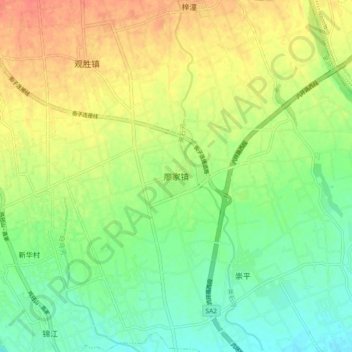 Carte topographique Liaojia, altitude, relief