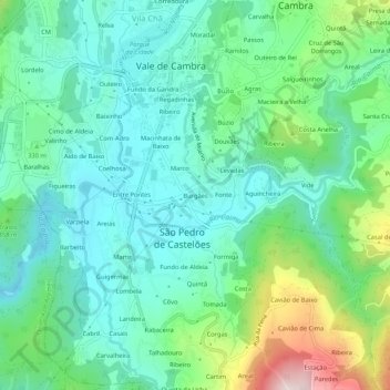 Carte topographique Burgães, altitude, relief