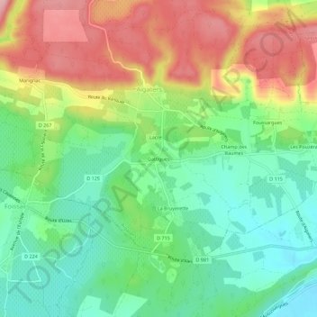 Carte topographique Gattigues, altitude, relief