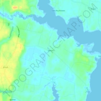 Carte topographique Zanoni, altitude, relief