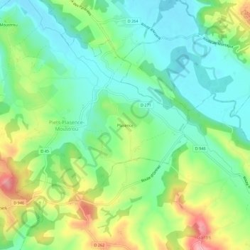 Carte topographique Plasence, altitude, relief