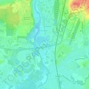 Carte topographique La Gèmerie, altitude, relief