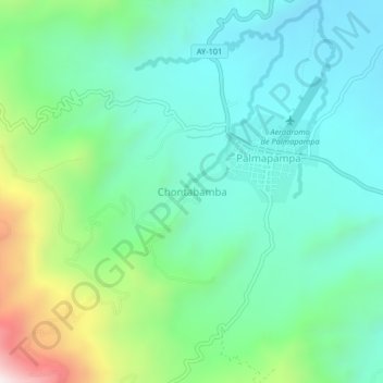 Carte topographique Chontabamba, altitude, relief