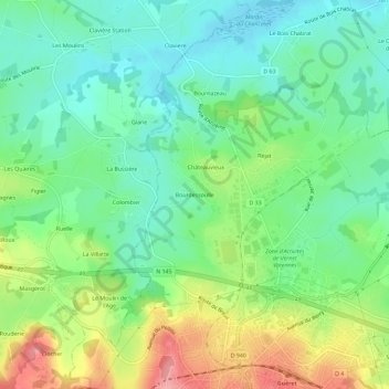 Carte topographique Bourdessoulle, altitude, relief