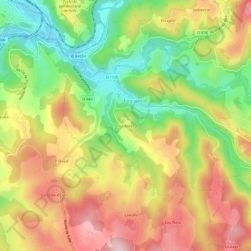 Carte topographique Les Allées, altitude, relief