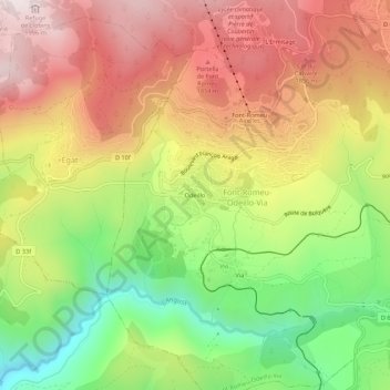 Carte topographique Odeillo, altitude, relief