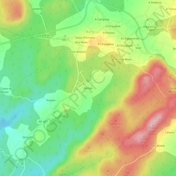 Carte topographique Xornes, altitude, relief