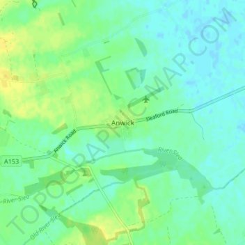 Carte topographique Anwick, altitude, relief