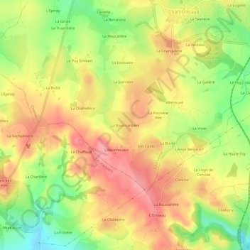 Carte topographique La Boutinardière, altitude, relief