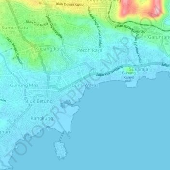 Carte topographique Bumi Waras, altitude, relief