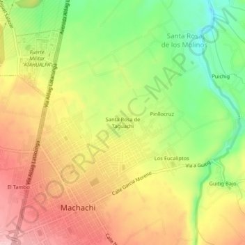 Carte topographique Santa Rosa de Taguachi, altitude, relief