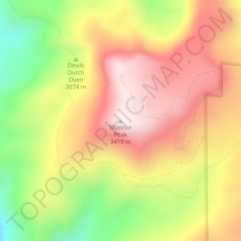 Carte topographique Monroe Peak, altitude, relief