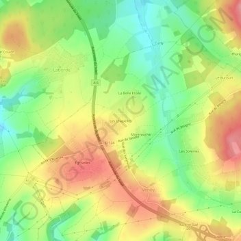Carte topographique Les Chapelles, altitude, relief
