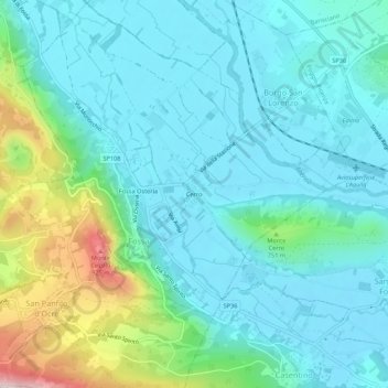 Carte topographique Cerro, altitude, relief