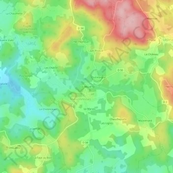 Carte topographique Le Moulin, altitude, relief