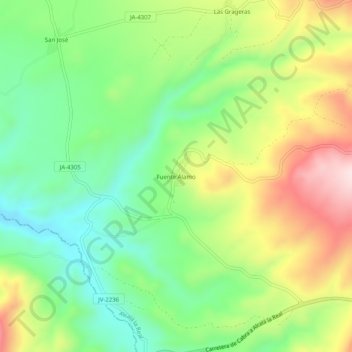 Carte topographique Fuente Álamo, altitude, relief