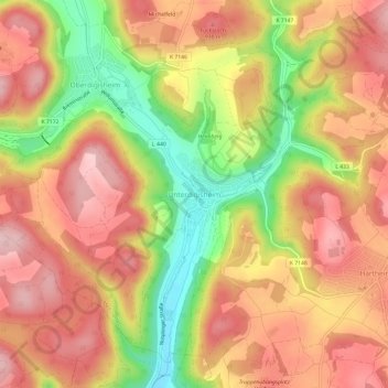 Carte topographique Unterdigisheim, altitude, relief