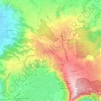 Carte topographique Torre Caracciolo, altitude, relief