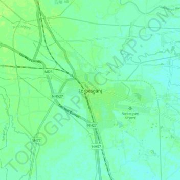 Carte topographique Forbesganj, altitude, relief