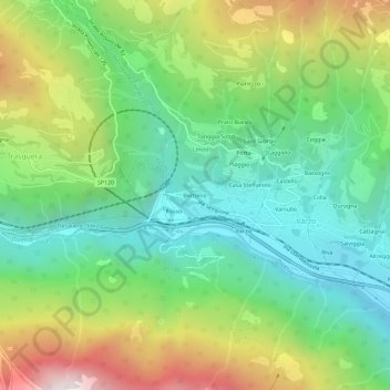 Carte topographique Bertonio, altitude, relief