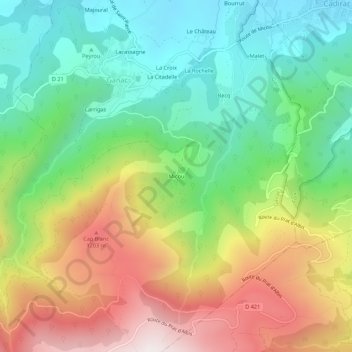 Carte topographique Micou, altitude, relief