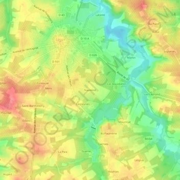 Carte topographique Nauterot, altitude, relief