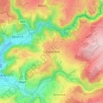 Carte topographique G'Doumont, altitude, relief