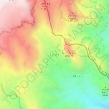 Carte topographique Batero, altitude, relief