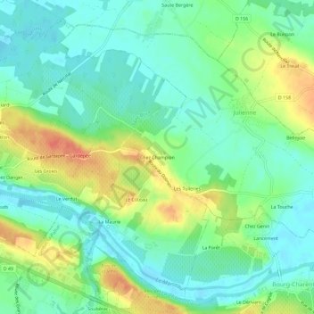Carte topographique Chez Champion, altitude, relief