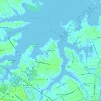 Carte topographique Sands Point, altitude, relief