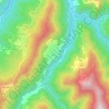 Carte topographique Agneto, altitude, relief
