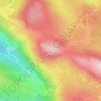 Carte topographique Treštenica, altitude, relief