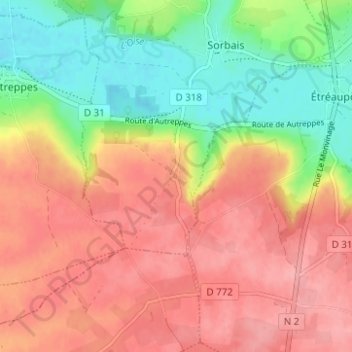Carte topographique Solmont, altitude, relief