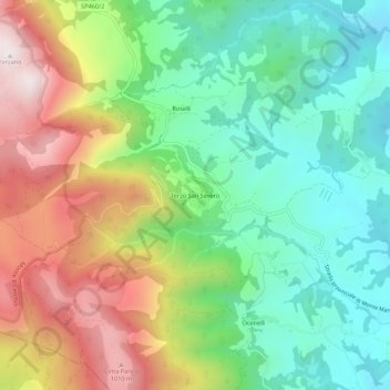 Carte topographique Terzo San Severo, altitude, relief