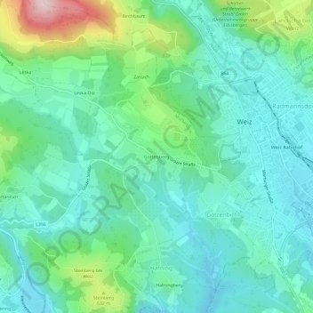 Carte topographique Göttelsberg, altitude, relief