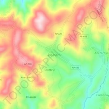 Carte topographique Sucaraylla, altitude, relief