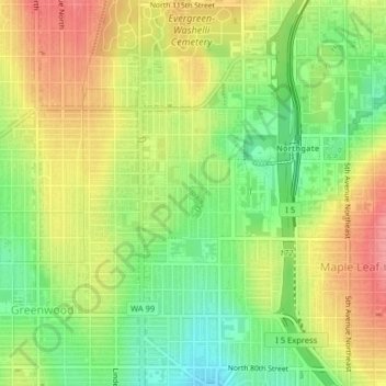 Carte topographique Licton Springs, altitude, relief