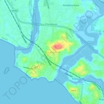 Carte topographique Dharmadom, altitude, relief