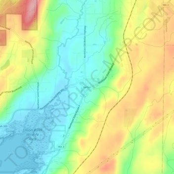 Carte topographique Belfair, altitude, relief